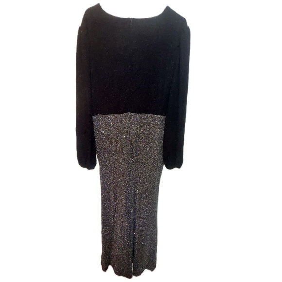 SHEIN Velvet Bodice Glitter Maxi Dress Black Silver - Picture 3 of 7